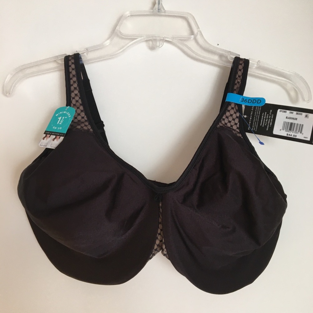 Bali Minimizer Bra 36DDD 36F Black DF3385 NEW